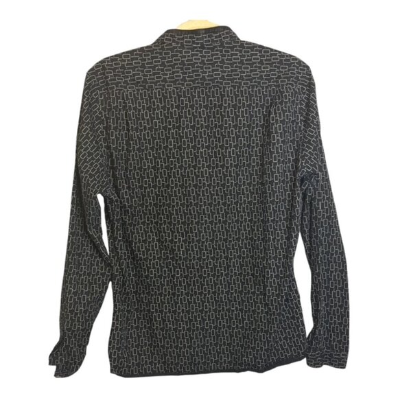 The Kooples Shirt Men's Size Small‎ Geometric Shapes Button Down Black White - Picture 2 of 5